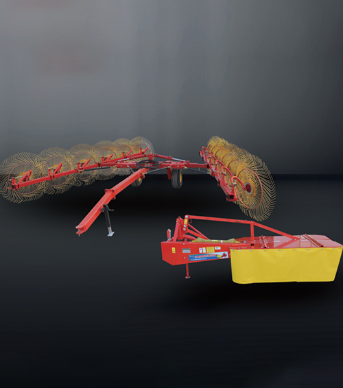 Wheel rake at lawn mower